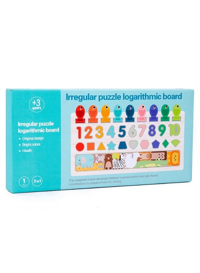 F.A.M.S Wooden Montessori Educational Puzzle Board – 3-in-1 Magnetic Fishing Game, Numbers 1-10, Shapes, Animals – Early Learning Toy for Toddlers, Boys & Girls, Preschool Cognitive Development - Image 2