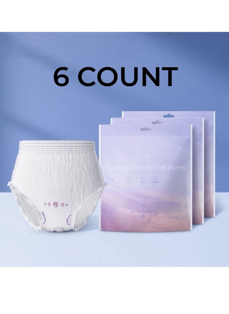 Be a better mom - Disposable Period Pants for Sanitary Protection, 6 Count Sanitary Pads Pant Style, Protective Underwear for Women, Super Guard Short Type - Image 1