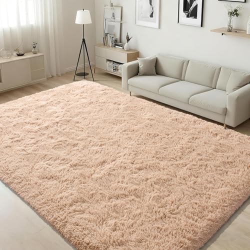 ISEAU Fluffy Rug Carpets Soft Shaggy Area Rugs Indoor Floor Mats for Kids Room Fuzzy Carpet Comfy Cute Nursery Mat Bedside Rug for Boys Girls Bedroom Living Room Home Decor, 6ft x 9ft,Camel - Image 1
