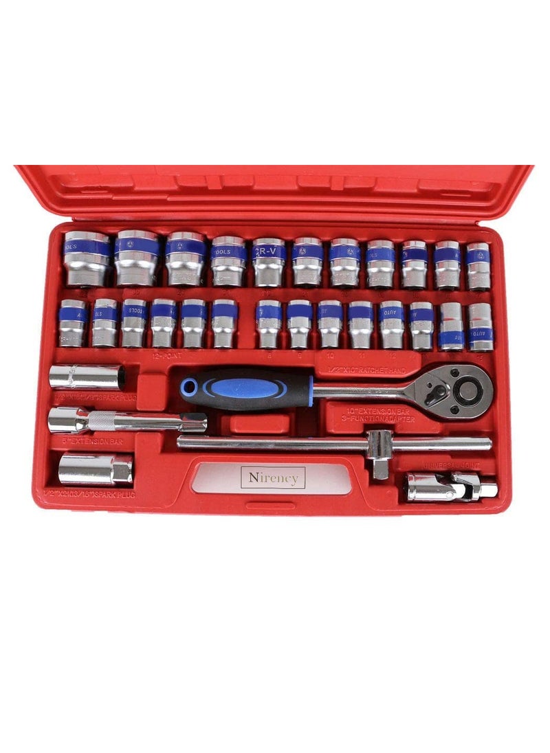 Nirency Nirency Heavy Duty Multipurpose 32pcs in 1 Combination Ratchet Spanner 12 Socket set DIY Use Hand Tool kit Two Way Drive  - Image 2