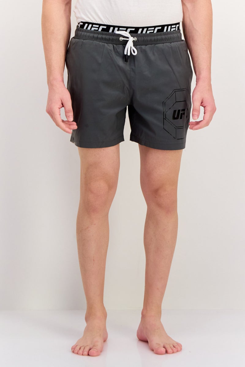 Ufc Men Brand Logo Board Shorts, Grey - Image 1
