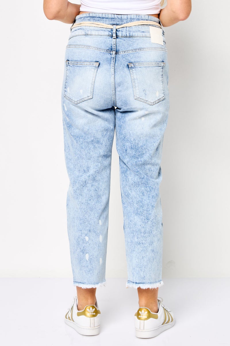 DESIGUAL Women Regular Fit Washed Stretchable Jeans, Blue - Image 4