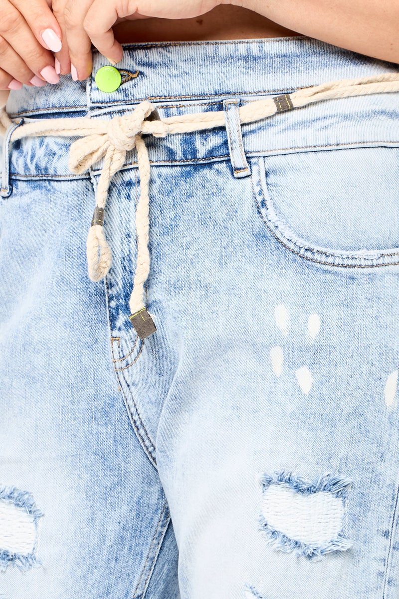 DESIGUAL Women Regular Fit Washed Stretchable Jeans, Blue - Image 3