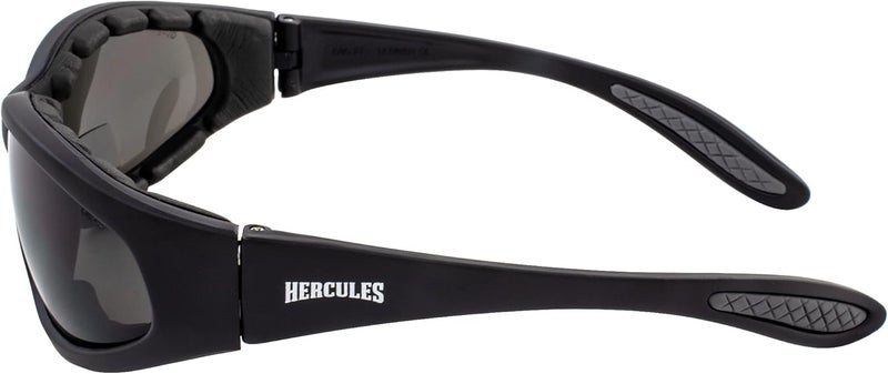 Global Vision Hercules Padded Motorcycle Safety Sunglasses ANSI Z87.1 Black Frame Smoke Lenses - Image 3