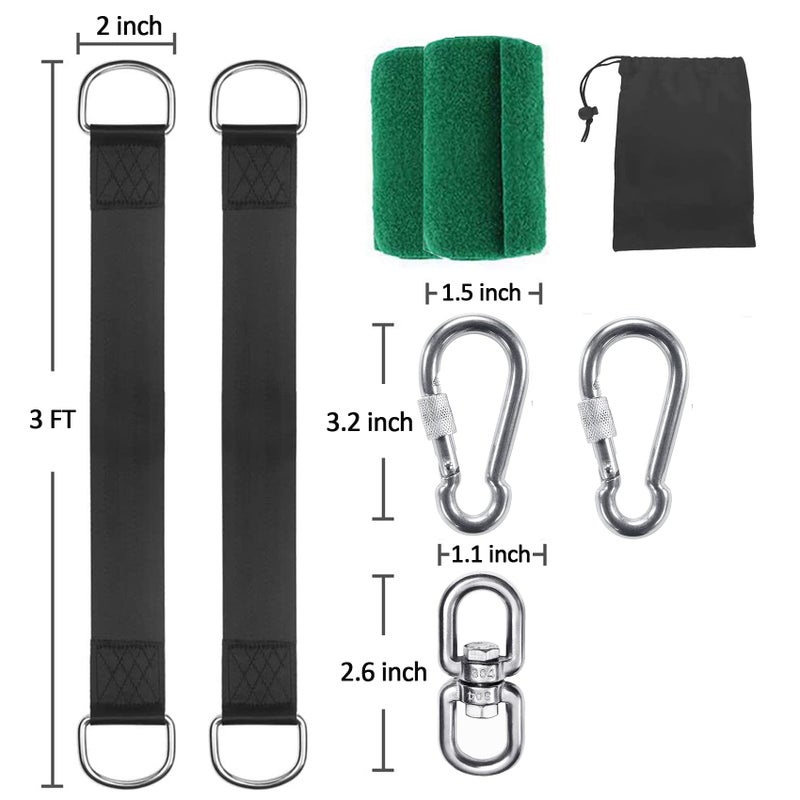 Werfeito Tree Swing Straps Hanging Kit (Set of 2), 3FT/8FT/10FT/20FT/30FT Tree Swing Straps Holds 2500 lbs with Tree Protector, Safety Lock Carabiner and Swivel Perfect for Swings & Hammocks(3 FT) - Image 4