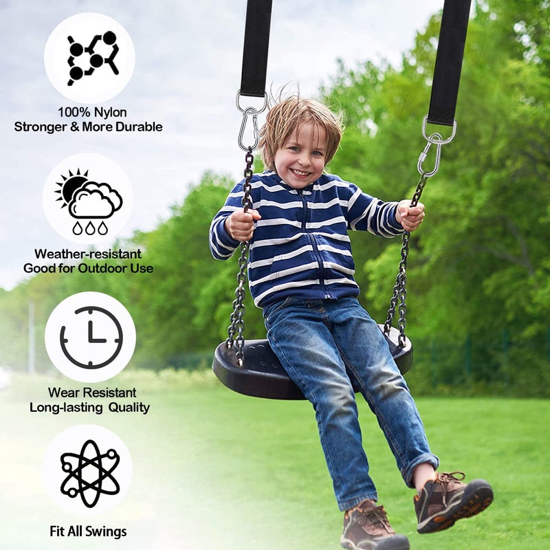 Werfeito Tree Swing Straps Hanging Kit (Set of 2), 3FT/8FT/10FT/20FT/30FT Tree Swing Straps Holds 2500 lbs with Tree Protector, Safety Lock Carabiner and Swivel Perfect for Swings & Hammocks(3 FT) - Image 5