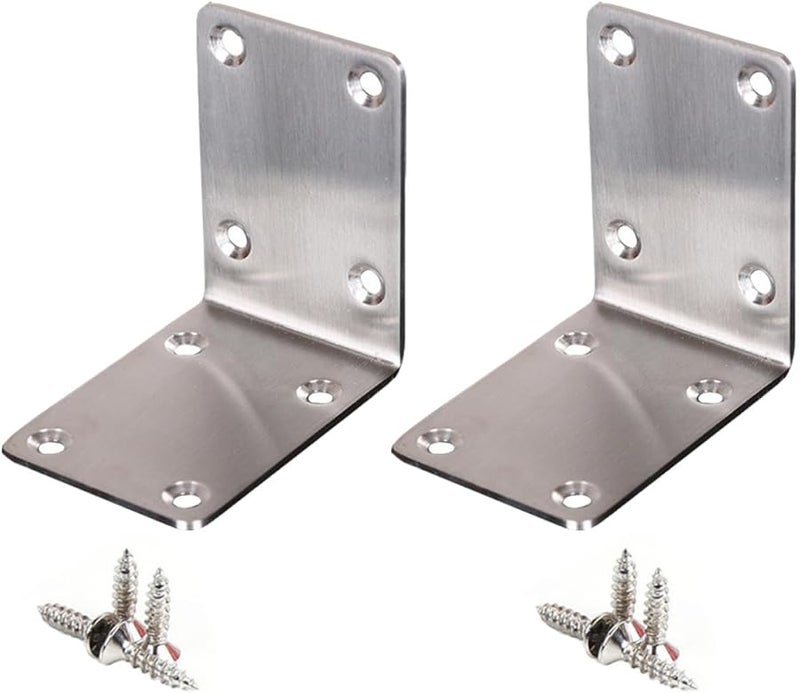 TEHAUX 2 Pack Stainless Steel Corner Shelf Brackets Right Angle Support for Tables Cabinets Shelves - Image 1