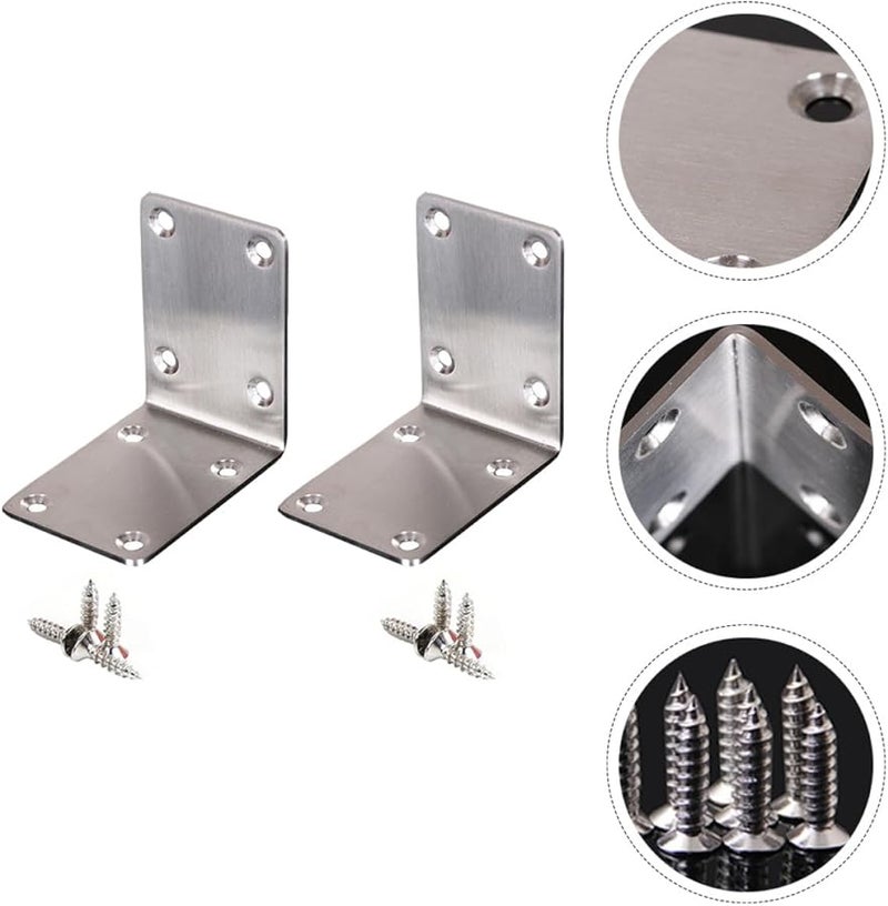 TEHAUX 2 Pack Stainless Steel Corner Shelf Brackets Right Angle Support for Tables Cabinets Shelves - Image 3