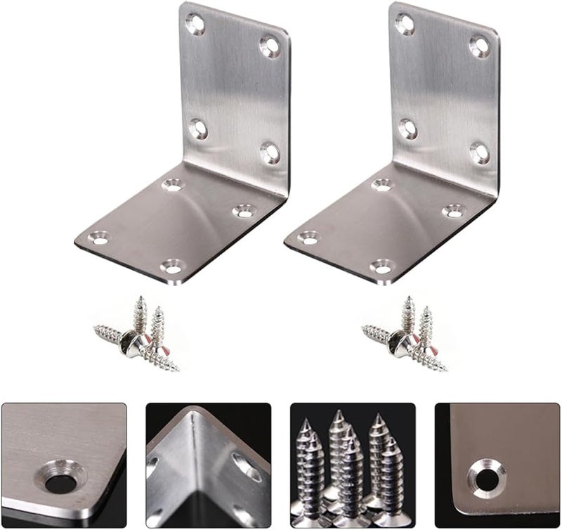 TEHAUX 2 Pack Stainless Steel Corner Shelf Brackets Right Angle Support for Tables Cabinets Shelves - Image 4