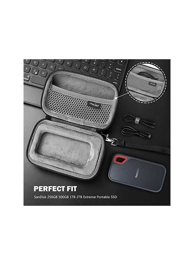 Procases - Hard Travel Case for SanDisk Extreme Portable SSD 250GB/ 500GB/ 1TB/ 2TB, SDSSDE60-500G-G25 Shockproof EVA Hard Shell Carrying Case Storage Bag -Black - Image 1