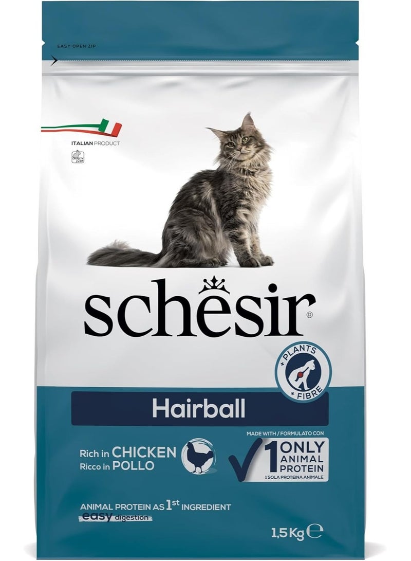 Schesir Cat Dry Food Hairball with Chicken [Weight - 1.5kg] - Image 1