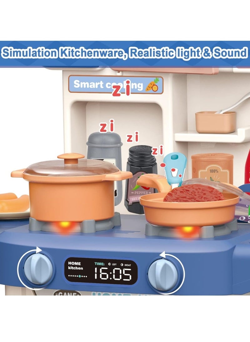 كيتشن مجموعة ألعاب مطبخ للأطفال مع تدوير المياه ورذاذ الضباب والأضواء والأصوات – مجموعة ألعاب مطبخ منزلي للأطفال مكونة من 35 قطعة - Image 3