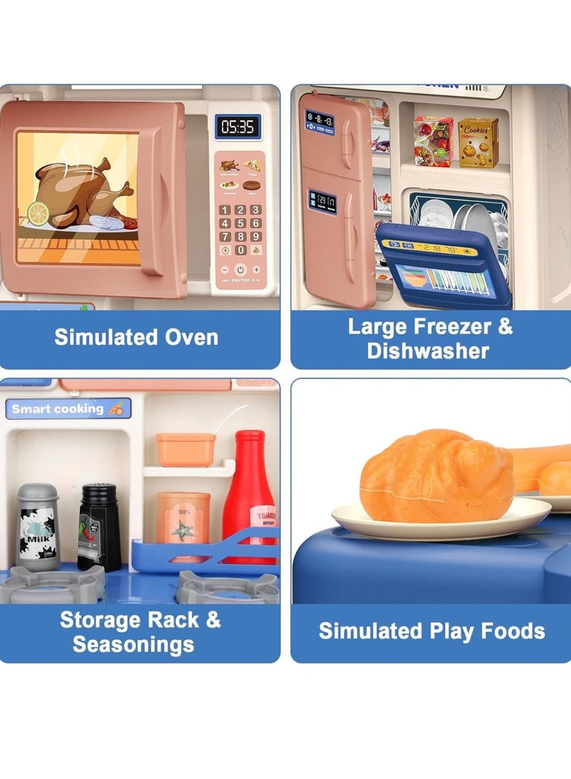 كيتشن مجموعة ألعاب مطبخ للأطفال مع تدوير المياه ورذاذ الضباب والأضواء والأصوات – مجموعة ألعاب مطبخ منزلي للأطفال مكونة من 35 قطعة - Image 5