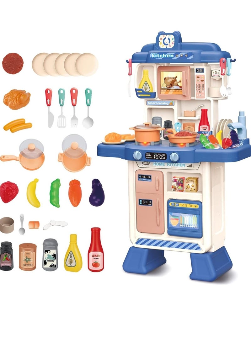 كيتشن مجموعة ألعاب مطبخ للأطفال مع تدوير المياه ورذاذ الضباب والأضواء والأصوات – مجموعة ألعاب مطبخ منزلي للأطفال مكونة من 35 قطعة - Image 2