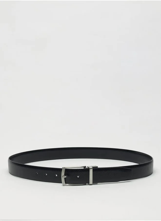 LBL by Shoexpress Men's Textured Reversible Belt with Pin Buckle Closure