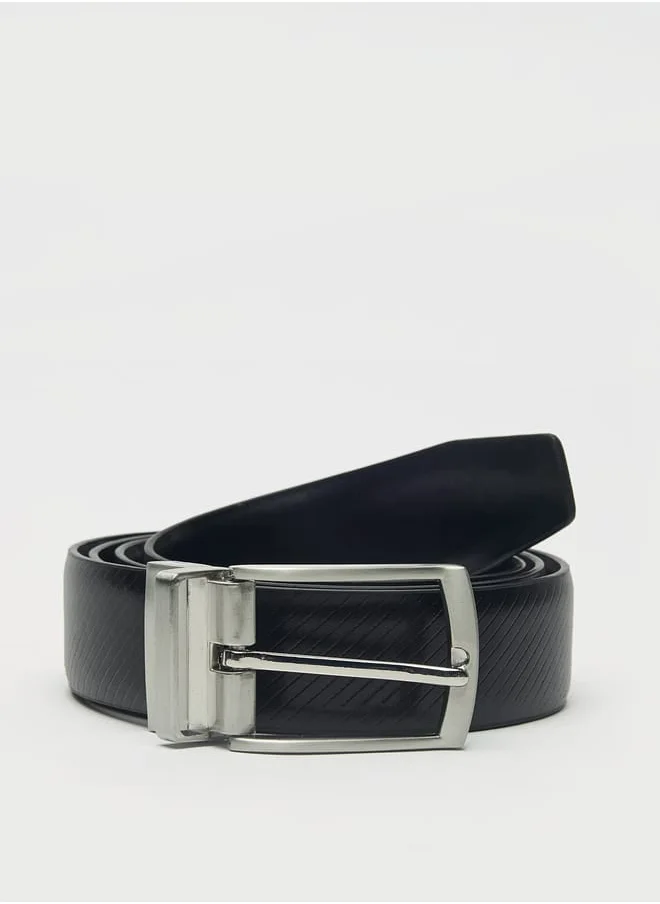 ال بي ال من شو اكسبرس Men's Textured Reversible Belt with Pin Buckle Closure