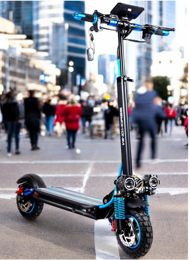 Wind Horse - H5 Folding Electric Scooter, 1200W Motor, 48V 13Ah Battery, 50KM/H Max Speed, 30KM Range, 10 Inches Tires, Dual Suspension and Remote Lock - Image 1
