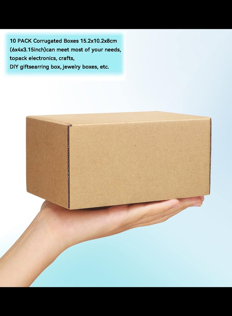 Generic 10 Pack Small Shipping Boxes, Corrugated Small Cardboard Boxes for Shipping, Recyclable Packaging Boxes for Small Business, Mailer, Gift Packing, Crafts Packing, Jewelry Box Shipping, Brown 15.2x10.2x8cm  - Image 3