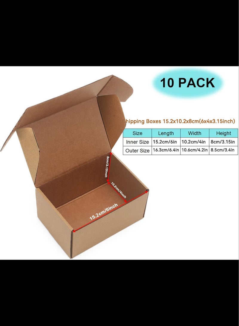 Generic 10 Pack Small Shipping Boxes, Corrugated Small Cardboard Boxes for Shipping, Recyclable Packaging Boxes for Small Business, Mailer, Gift Packing, Crafts Packing, Jewelry Box Shipping, Brown 15.2x10.2x8cm  - Image 2
