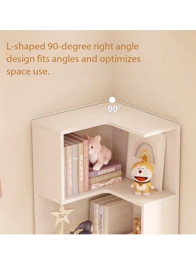 سي آند سي هوم خزانة عرض زاوية حديثة - وحدة رفوف زاوية بيضاء طويلة مع مساحة تخزين مفتوحة ودرجين - خزانة كتب مستقلة موفرة للمساحة لغرفة المعيشة أو غرفة النوم أو المدخل - منظم متعدد الطبقات للكتب والديكور والأساسيات اليومية 50 × 50 × 180 سم. - Image 5