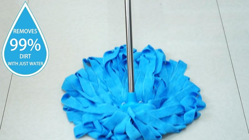 EaseYourDay Mop, One Stainless Steel Pole with Two Blue Microfiber Cloth Mop Heads - Image 5