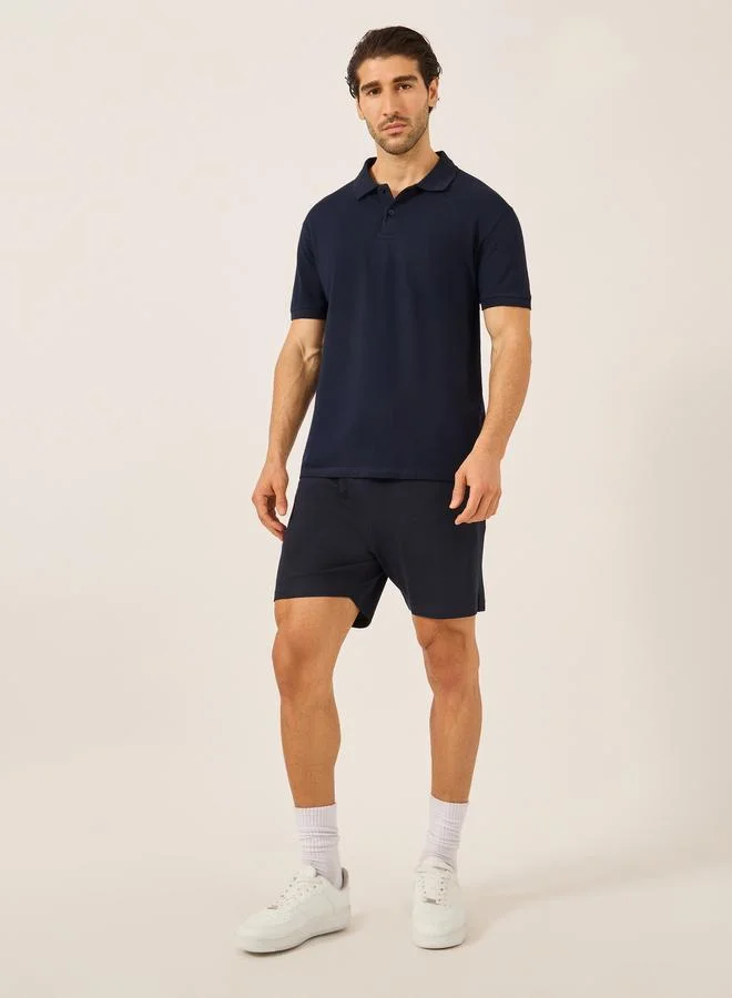 Styli Styli Solid Short Sleeve Pique Relaxed Fit Polo
