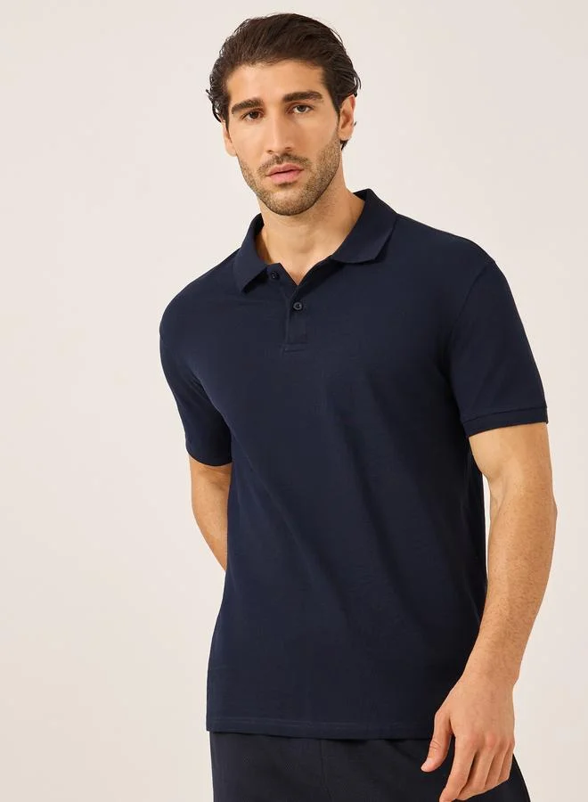 Styli Styli Solid Short Sleeve Pique Relaxed Fit Polo