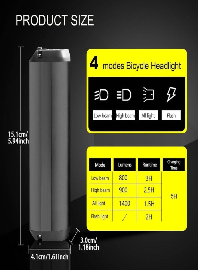 Linist Super Bright Bicycle Light | 1800 Lumen USB Rechargeable Bicycle Light | Aluminum Alloy Front Cycling Light with 4 Modes | IPX4 Waterproof & Durable Bicycle Headlamp for Road & Mountain Biking - Image 2
