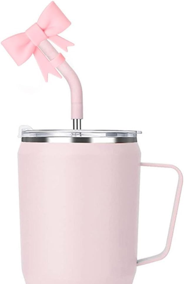 GANPUB Stanley 40&30 Oz Cup Silicone Straw Cover  White and Green Bow Cap  Accessories for Reusable Straws  Cute Tumbler Topper  - Image 5