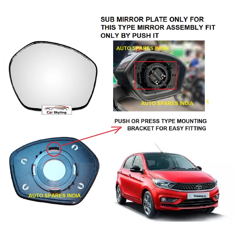 STYCARO -ORVM Side View Mirror Glass/Sub Mirror Plate compatible with Tata Tiago 2016-2025 Year Model (RIGHT DRIVER SIDE) - Image 2