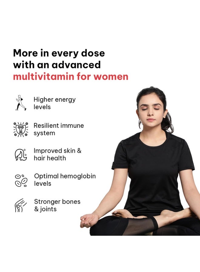 hk vitals Multivitamin Plus Women (30 Tablets) with Glutathione (30 Veg Capsules) | Daily Multivitamin for Women | For Energy, Joints, Skin & Hair - Image 3