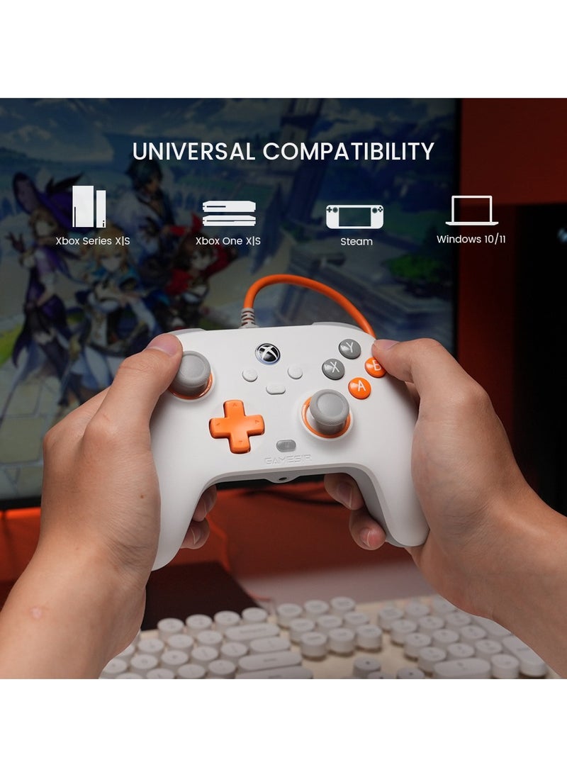 Generic Professional Gamepad GameSir T7 Wired Game Controller for Xbox, PC, Steam, Plug and Play with Hall Effect Joysticks/Hall Trigger Creamsicle White  - Image 4