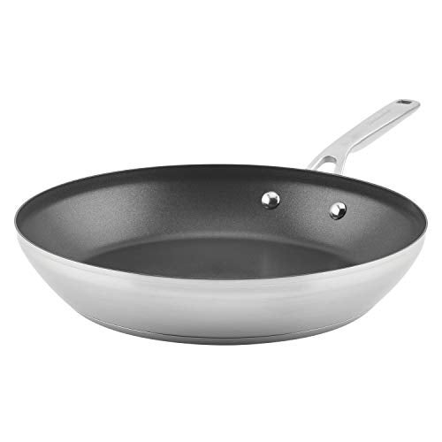 KitchenAid 3Ply Base Brushed Stainless Steel Nonstick Fry PanSkillet 12 Inch