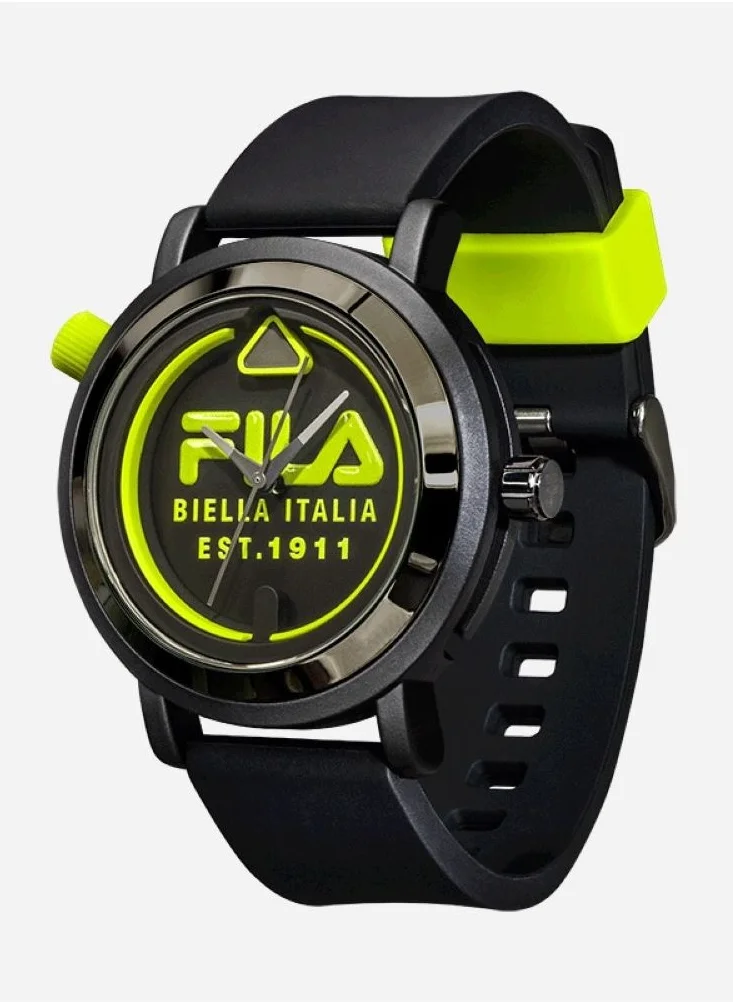 FILA Fila Style My Turn Unisex Analog Watch Grey & Black Silicone Strap, 38-341-003, size 42mm