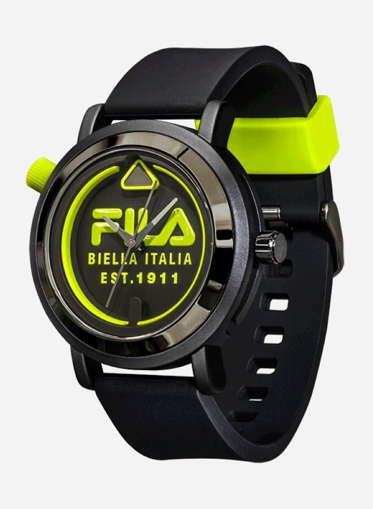 Fila Style My Turn Unisex Analog Watch Grey & Black Silicone Strap, 38-341-003, size 42mm - Image 2