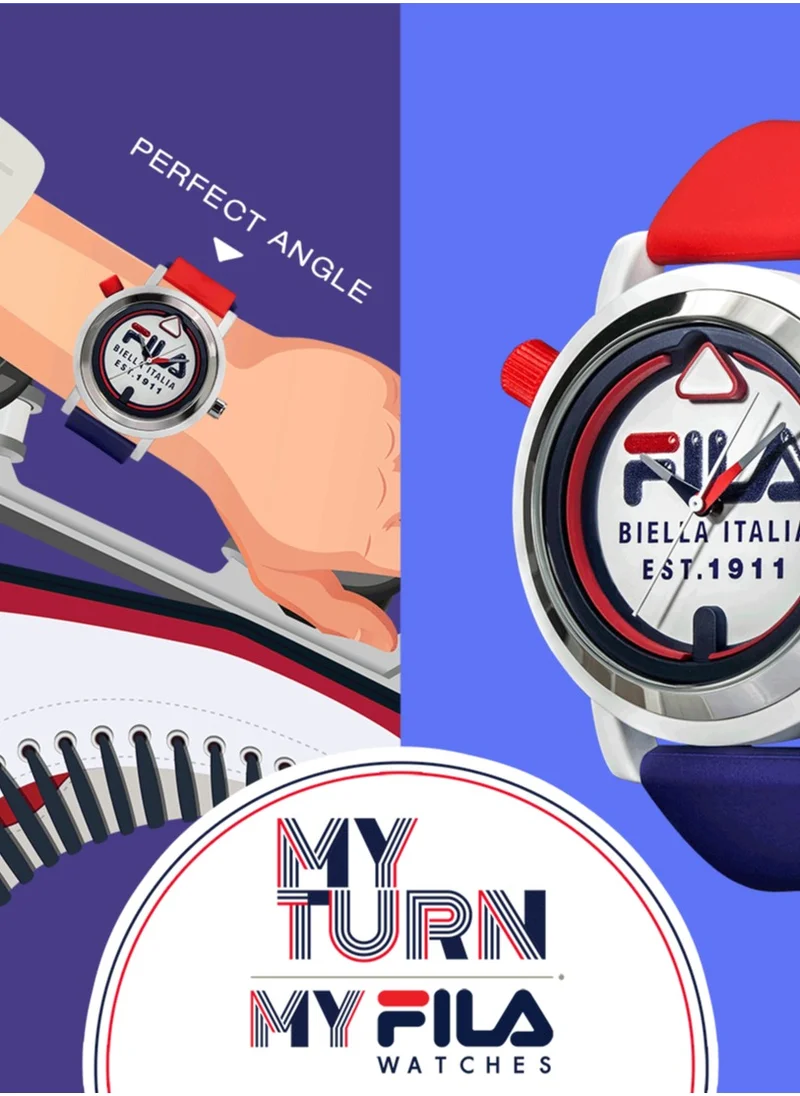 فيلا Fila Style My Turn Unisex Analog Watch Grey & Black Silicone Strap, 38-341-003, size 42mm
