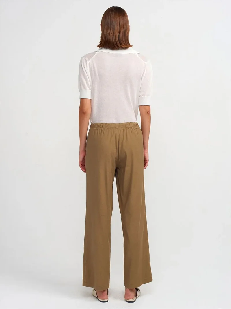 ديلفين Dilvin Women's Wide-leg Tencel Trousers With Drawstring Waist