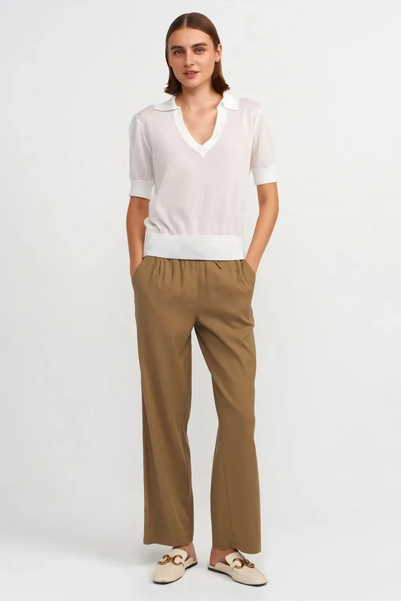 DILVIN Women's Wide-leg Tencel Trousers With Drawstring Waist