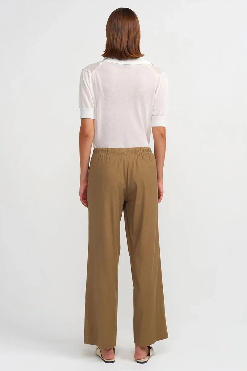 ديلفين DILVIN Women's Wide-leg Tencel Trousers With Drawstring Waist
