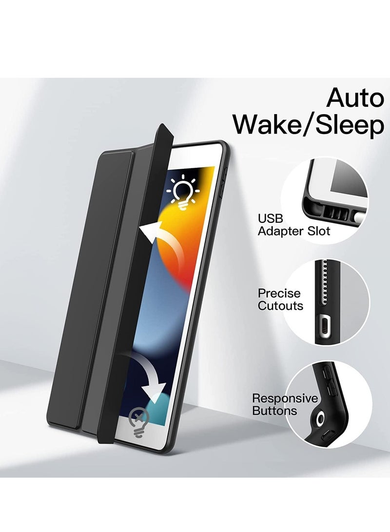 JAJEEK Case for iPad 10.2 inch (9th/8th/7th Generation, 2021/2020/2019) with Pencil Holder – Slim Transparent Shockproof Back Cover, Clear Protective Case (Black) - Image 3