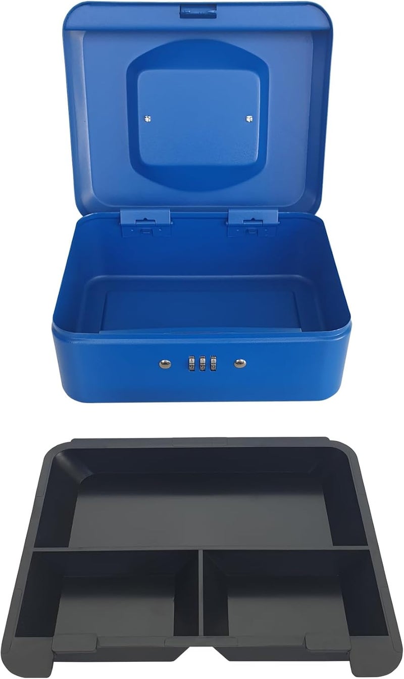 Maxi Medium Cash Box with Number Lock - Durable Steel Money Box in Matt Blue - Image 4