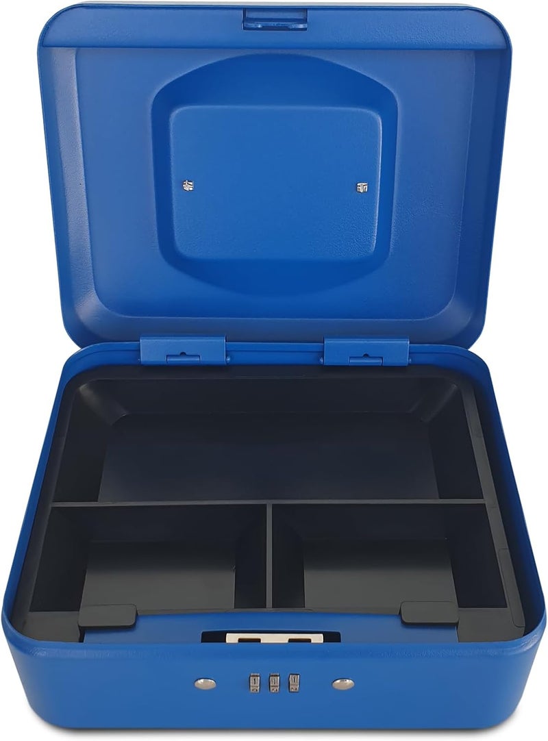 Maxi Medium Cash Box with Number Lock - Durable Steel Money Box in Matt Blue - Image 1