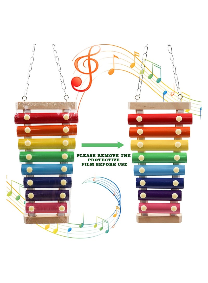 Colorful Bird Xylophone Toy with 8 Metal Keys - Fun Musical Toy for Parrots, Budgies, Love Birds & More - Perfect Bird Cage Accessory - Image 2
