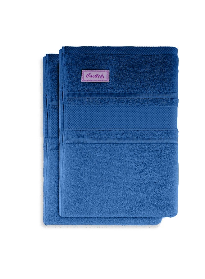 BYFT Home Castle (Blue) Premium Cotton Bath Sheet (90 X 180 Cm-Set Of 2) Highly Absorbent, High Quality Bath Linen With Diamond Dobby 550 Gsm - Image 5