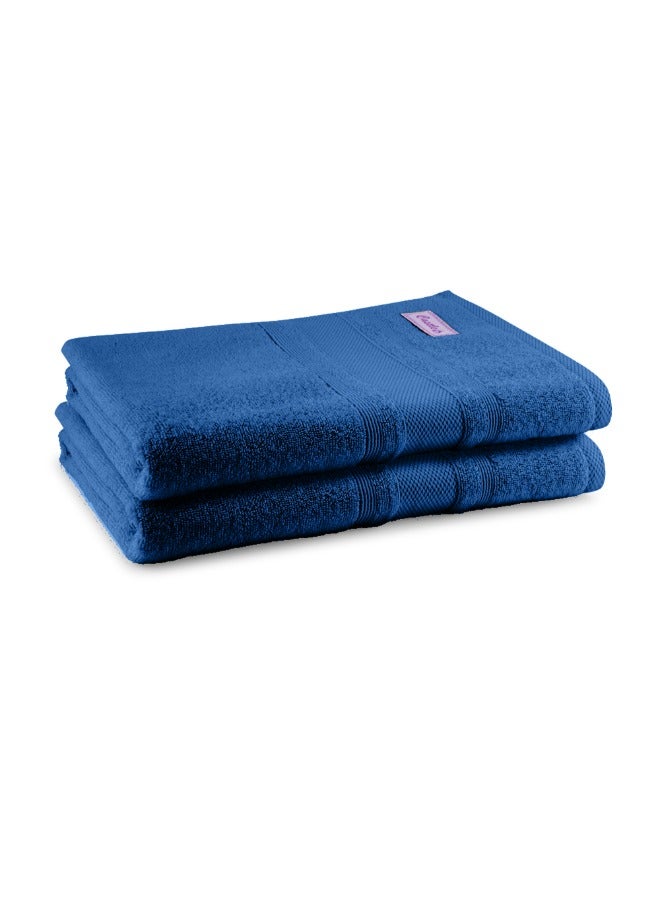 BYFT Home Castle (Blue) Premium Cotton Bath Sheet (90 X 180 Cm-Set Of 2) Highly Absorbent, High Quality Bath Linen With Diamond Dobby 550 Gsm - Image 4