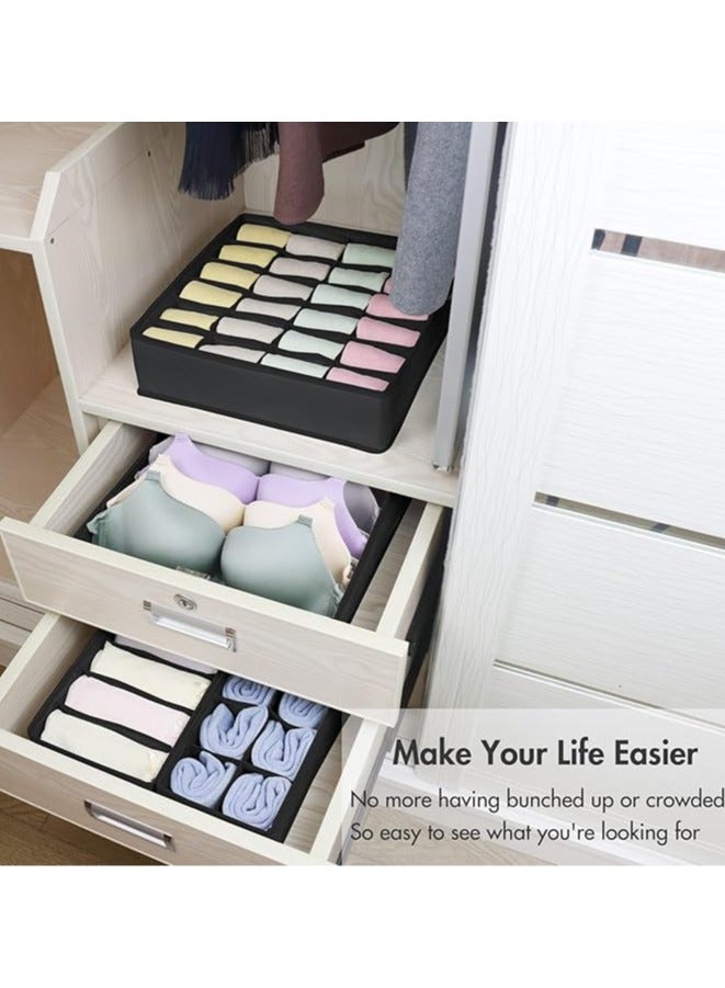 Arabest 4 Pack Foldable Underwear and Bras Drawer Organizers, Fabric Closet Dresser Drawers Organizers Dividers, Clothing Storage Organizers Box for Lingerie, Panties, Socks, Briefs,Ties, Black - Image 3