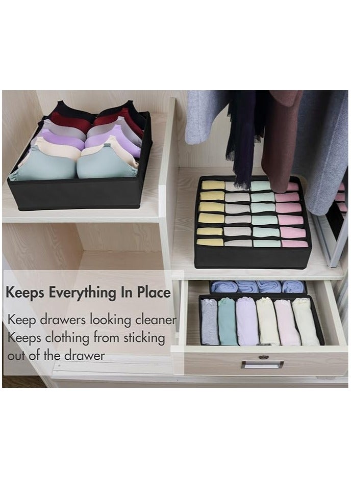 Arabest 4 Pack Foldable Underwear and Bras Drawer Organizers, Fabric Closet Dresser Drawers Organizers Dividers, Clothing Storage Organizers Box for Lingerie, Panties, Socks, Briefs,Ties, Black - Image 5