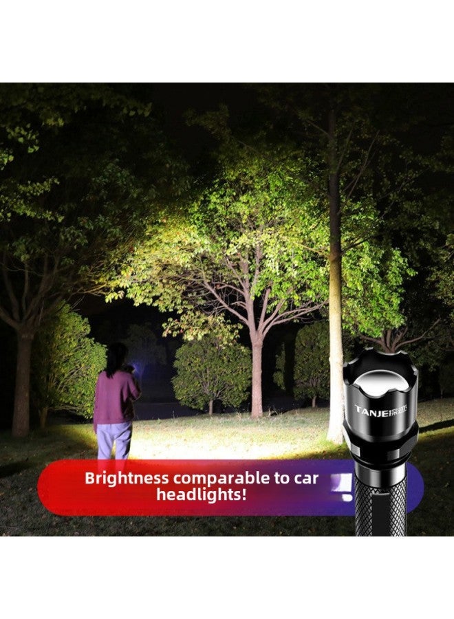 Strong Light Soldier Flashlight Rechargeable Treasure Mini Student Home Self-defense Outdoor Super Bright Long-range Small Lamp Wholesale-Product Specifications:Black-strong Flashlight 【5-year Warranty For Charging Cable】-【black-aluminum Alloy-super Bright-70 Hours】 - Image 4