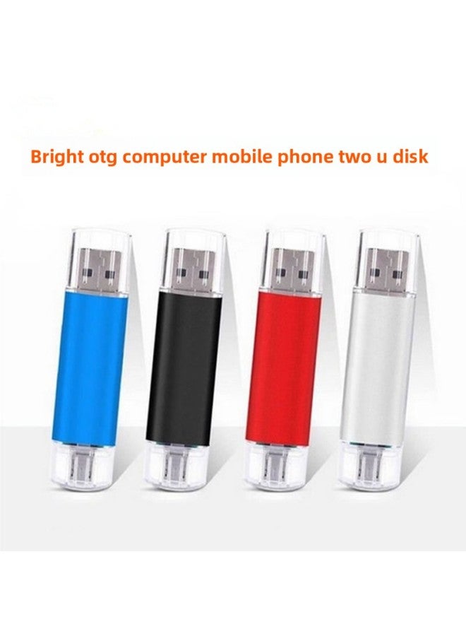 Mobile Phone U Disk 8G 16G Computer Android Dual-use 32G 64G Metal OTG Dual Plug Rotating Bright Color U Disk-Color:Silver-Capacity:128GB - Image 2