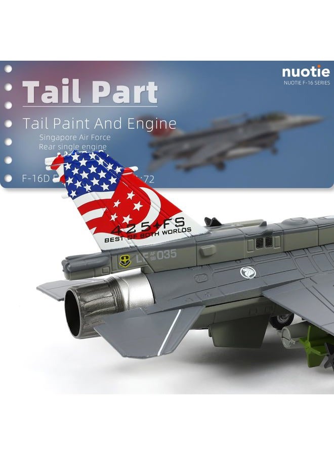 NUOTIE 1/72 Scale F-16D Fighting Falcon Airplane Pre-Build Model Kits Finished Diecast Aircraft Metal Fighter Jet Model Display Collection or Gift (F-16D Singapore) - Image 4